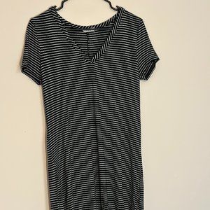 Olivia Rae Black and White Stripe VNeck Maxi Dress